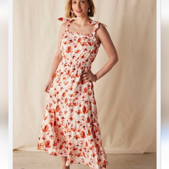 Matilda Jane Dresses & Skirts - Matilda Jane Floral Sleeveless Red & White Teired Dress Sz M